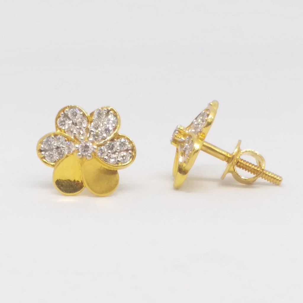 22 KT 916 Gold Diamond met Round Flowers tops - Image 2