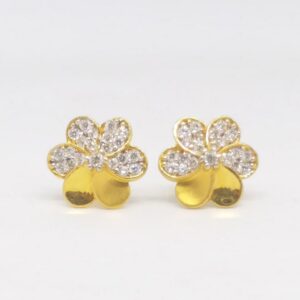 22 KT 916 Gold Diamond met Round Flowers tops