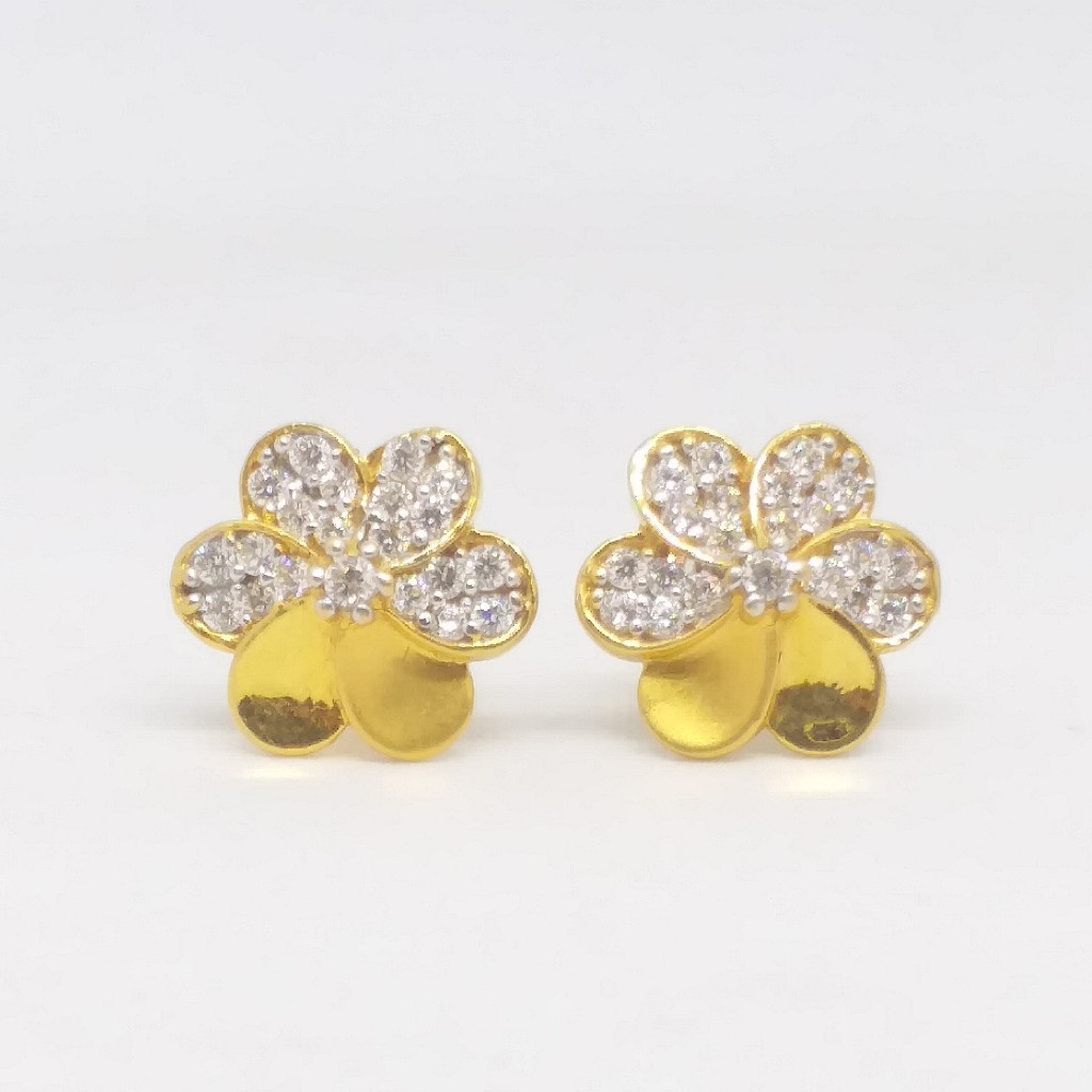 22 KT 916 Gold Diamond met Round Flowers tops
