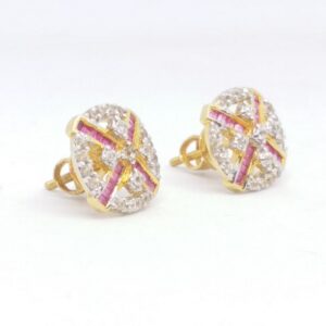 22 KT 916 Gold Diamond Choki pink stone Square tops