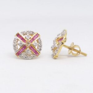 22 KT 916 Gold Diamond Choki pink stone Square tops