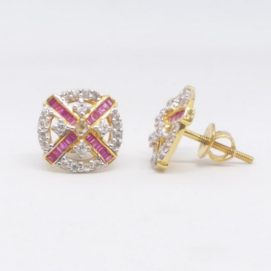 22 KT 916 Gold Diamond Choki pink stone Square tops - Image 2