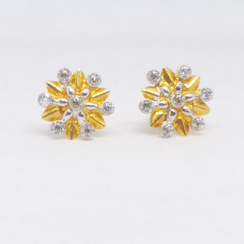 22 KT 916 Gold Diamond Round Flower shape Tops