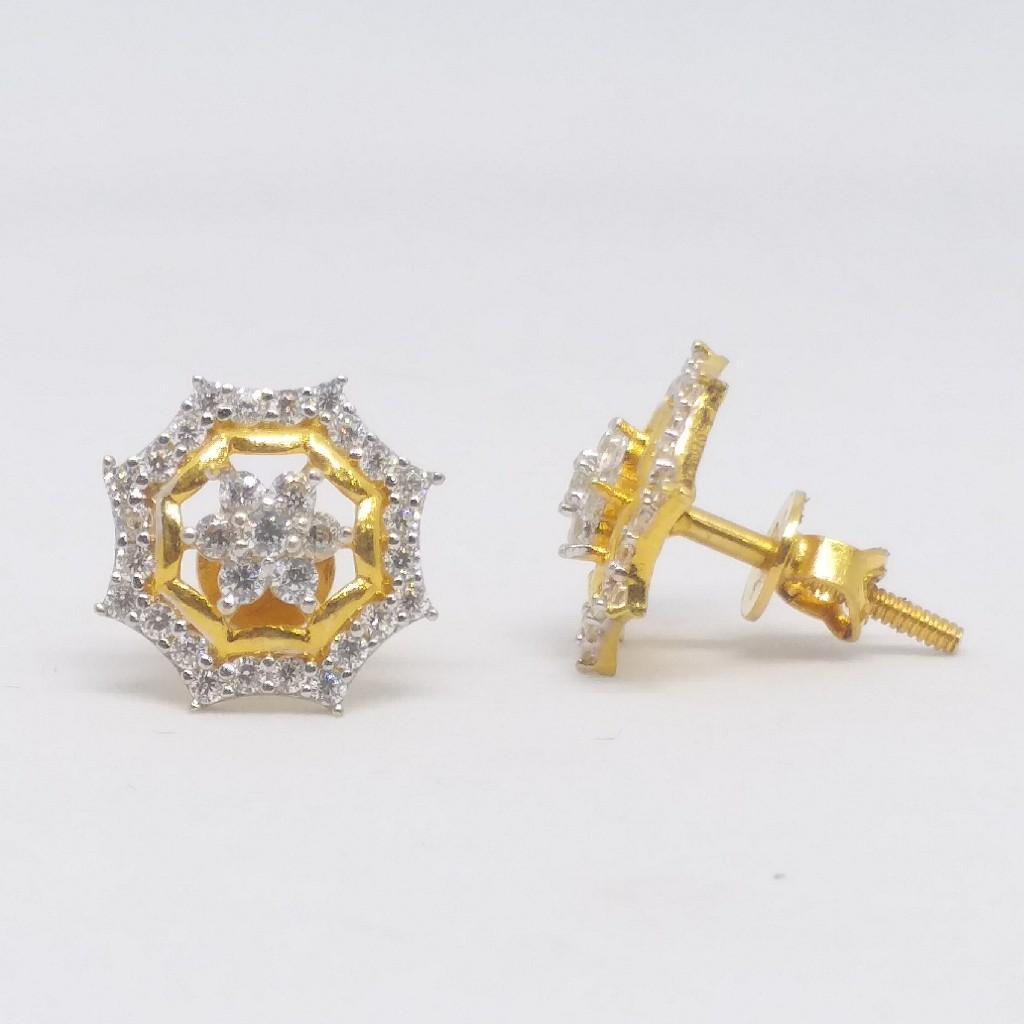 22 KT 916 Gold Diamond Round Fancy top - Image 2