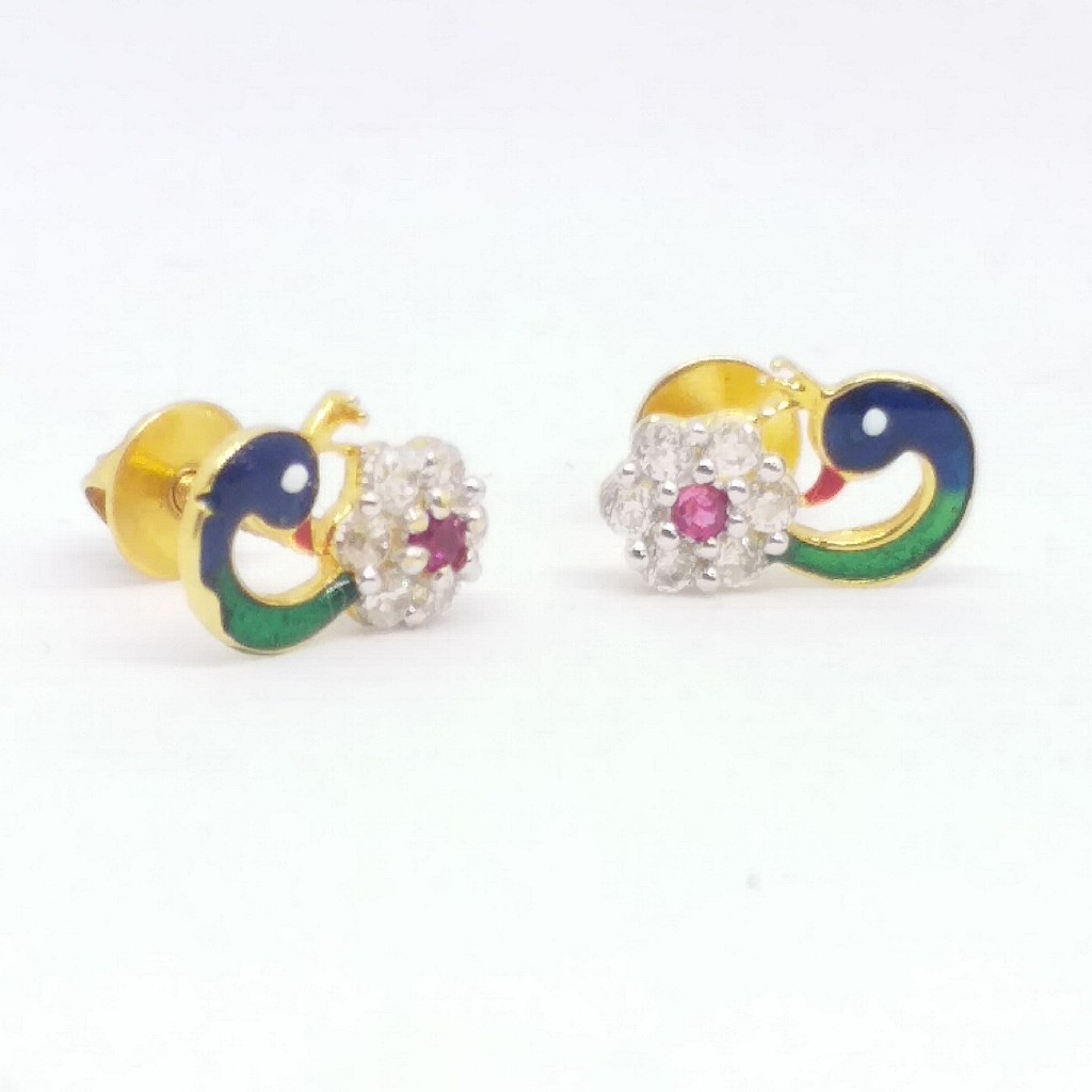 18 KT 750 Peacock Meena Daimond tops - Image 3