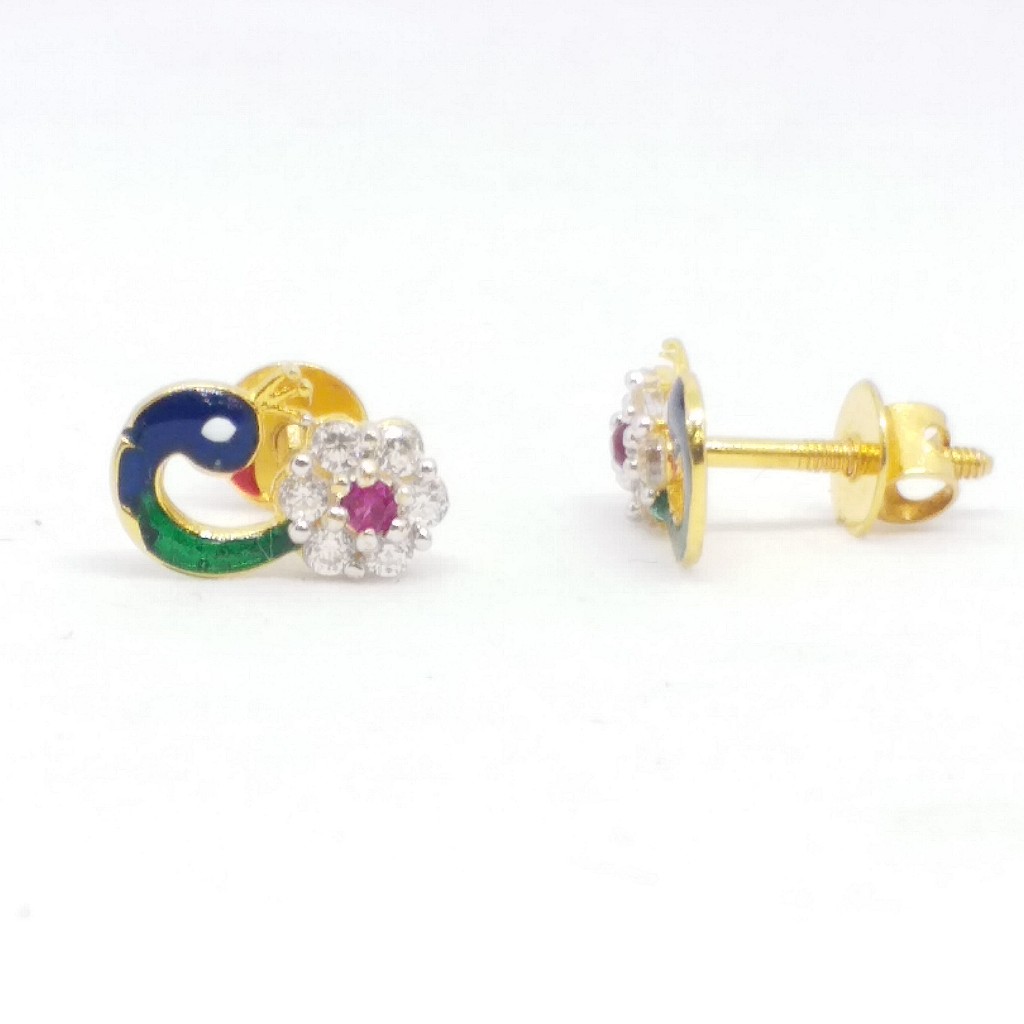 18 KT 750 Peacock Meena Daimond tops - Image 2