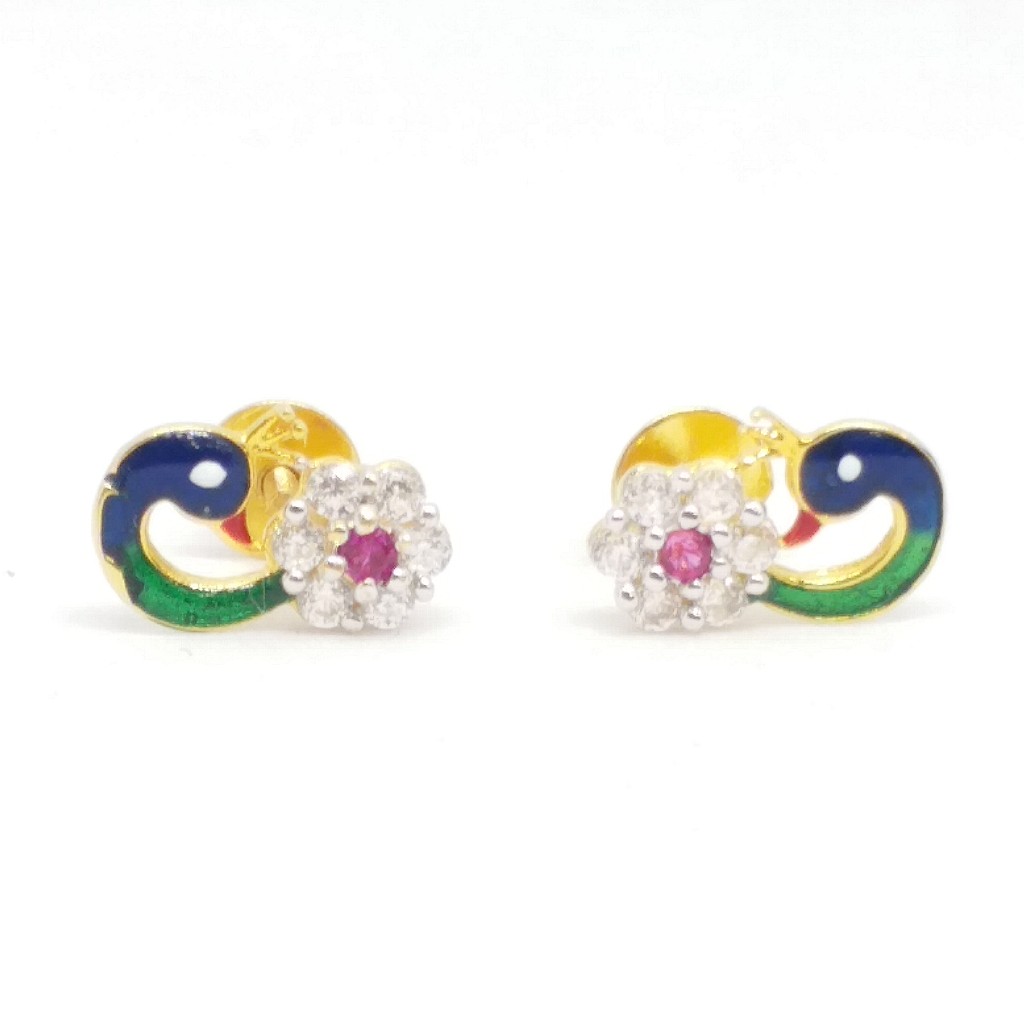 18 KT 750 Peacock Meena Daimond tops