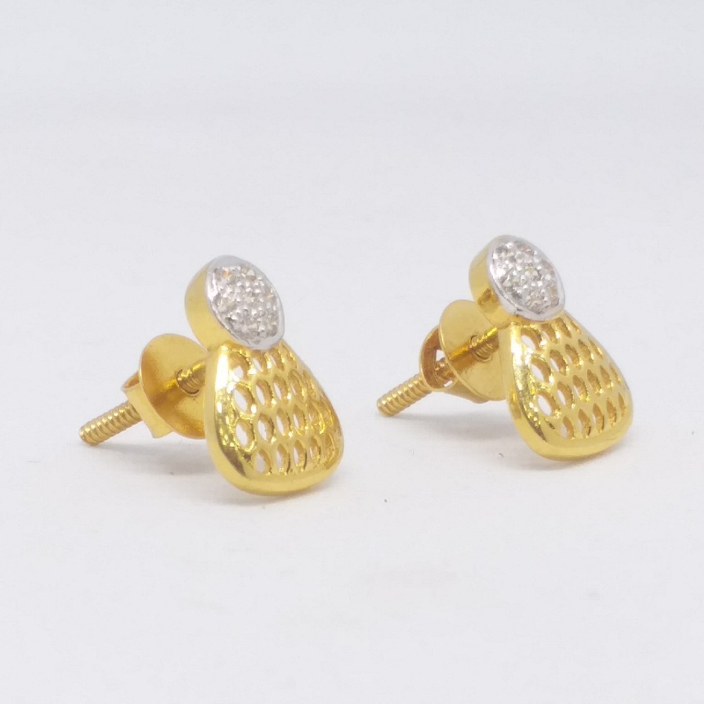22 KT 916 Plain Gold Earring - Image 3