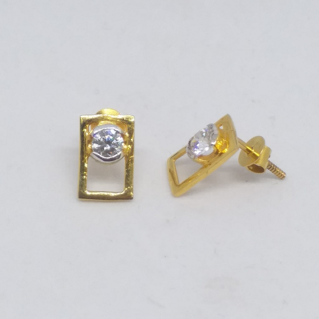 22 KT 916 Single Stone square Daimond Tops - Image 2