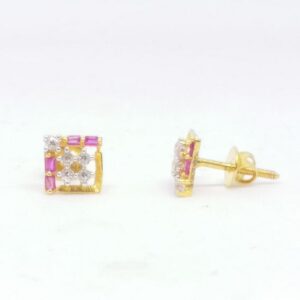 18 KT 750 square Pink Colour Daimond Baccha ladies tops