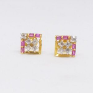 18 KT 750 square Pink Colour Daimond Baccha ladies tops