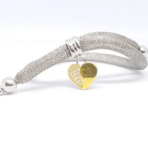925 sterling silver heart shape adjustable leadis bracelet