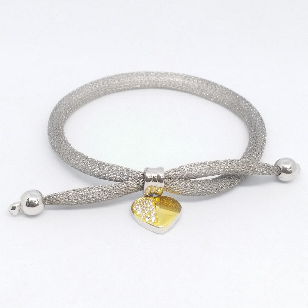 925 sterling silver heart shape adjustable leadis bracelet