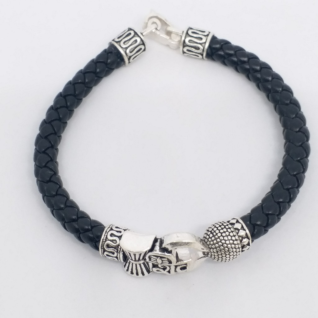 925 sterling silver shiva gents oxidase leather belt
