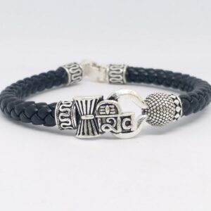 925 sterling silver shiva gents oxidase leather belt