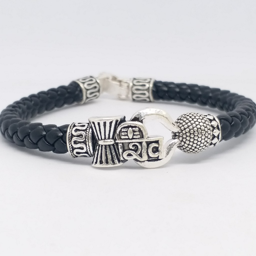 925 sterling silver shiva gents oxidase leather belt
