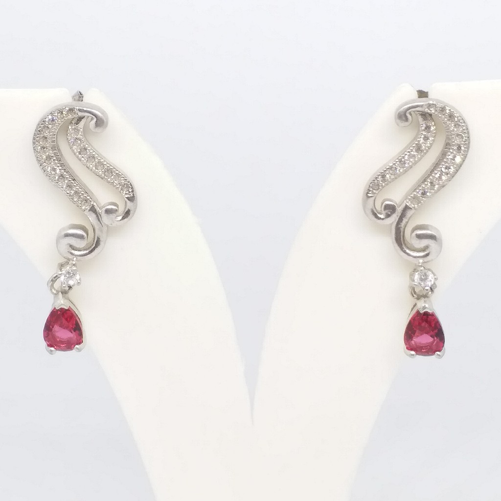 925 sterling silver pink stone diamond hanging top