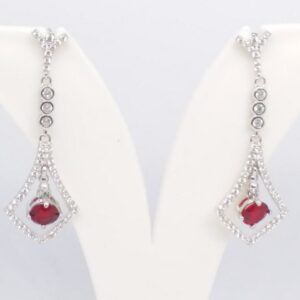 925 sterling silver red stone diamond pendant top set