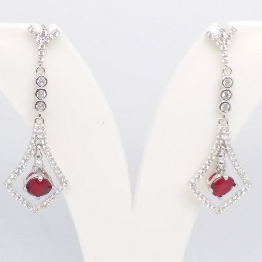 925 sterling silver red stone diamond pendant top set