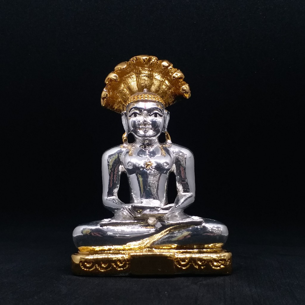 Silver gold plated parshwanath murti