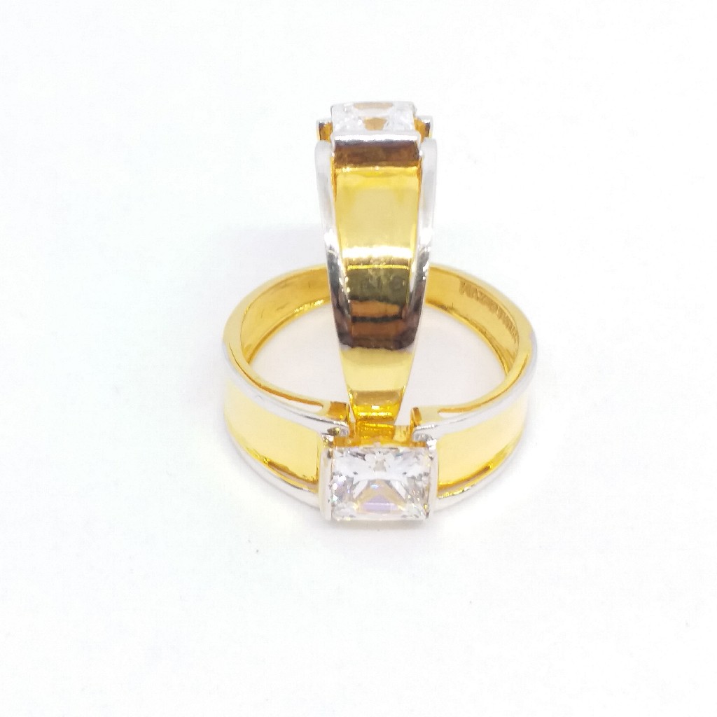 22 kt 916 single stone couple gold ring - Image 4