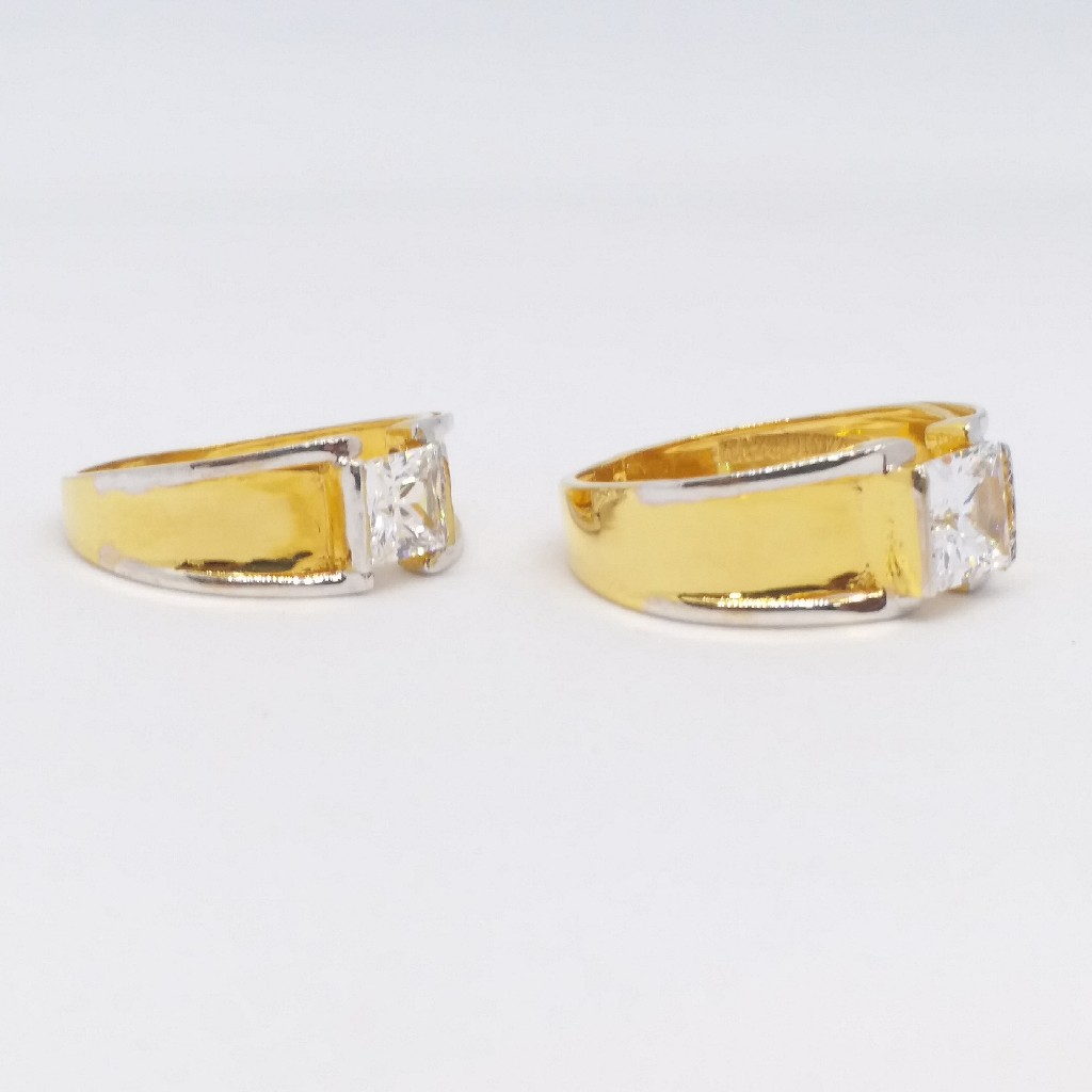 22 kt 916 single stone couple gold ring - Image 3
