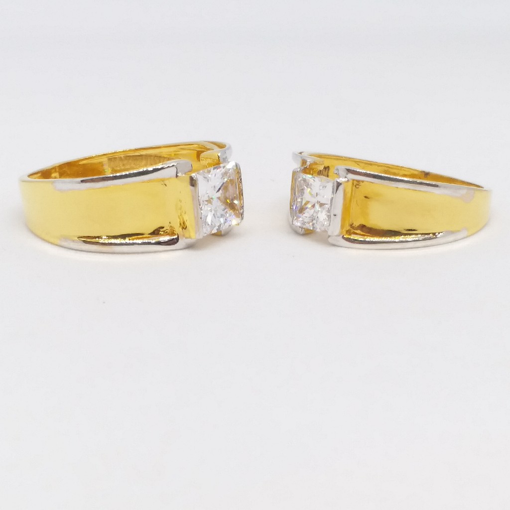 22 kt 916 single stone couple gold ring - Image 2
