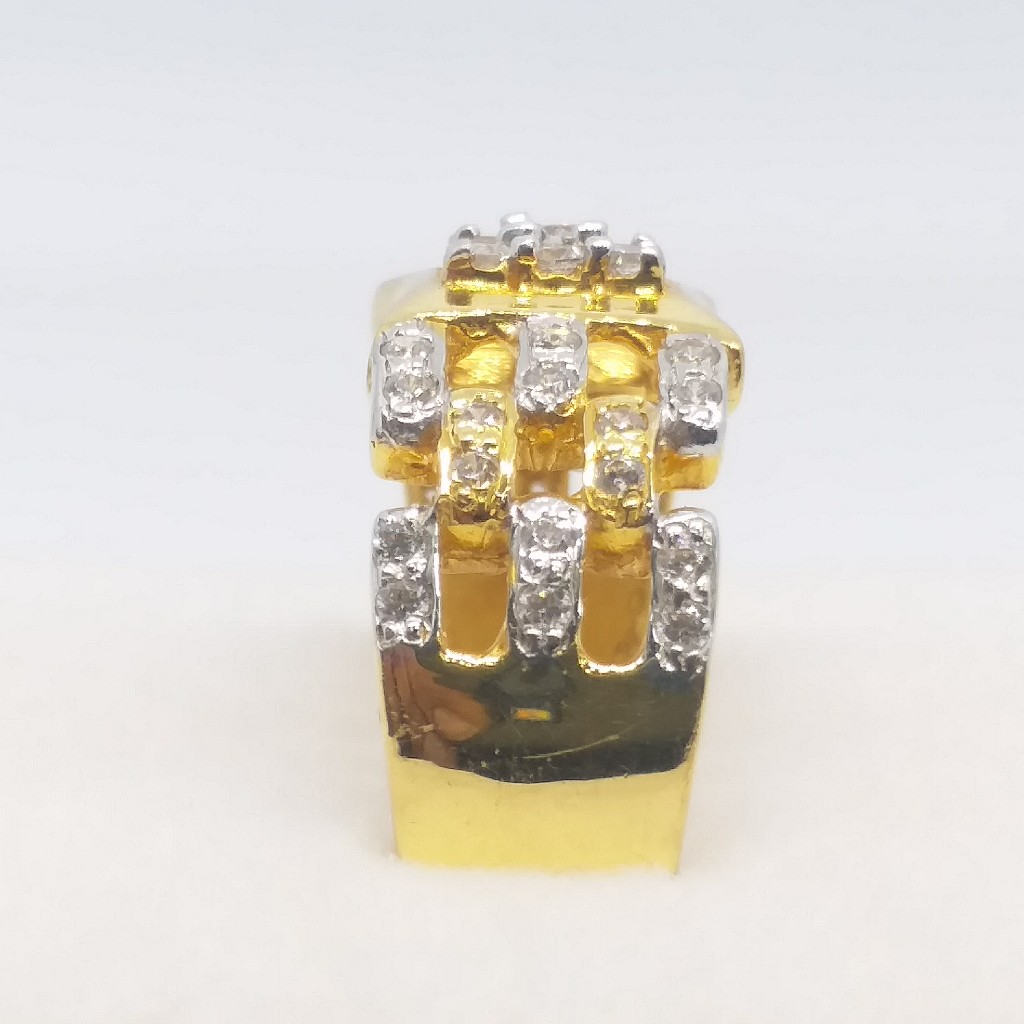 22 kt 916 gold gents rhodium diamond ring - Image 5