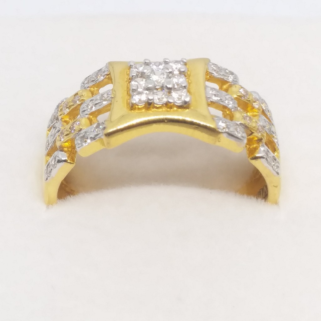 22 kt 916 gold gents rhodium diamond ring - Image 3