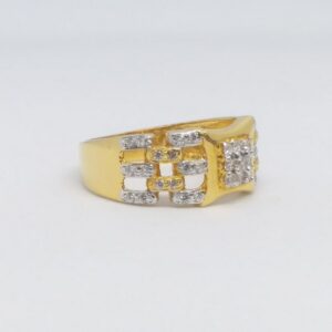 22 kt 916 gold gents rhodium diamond ring