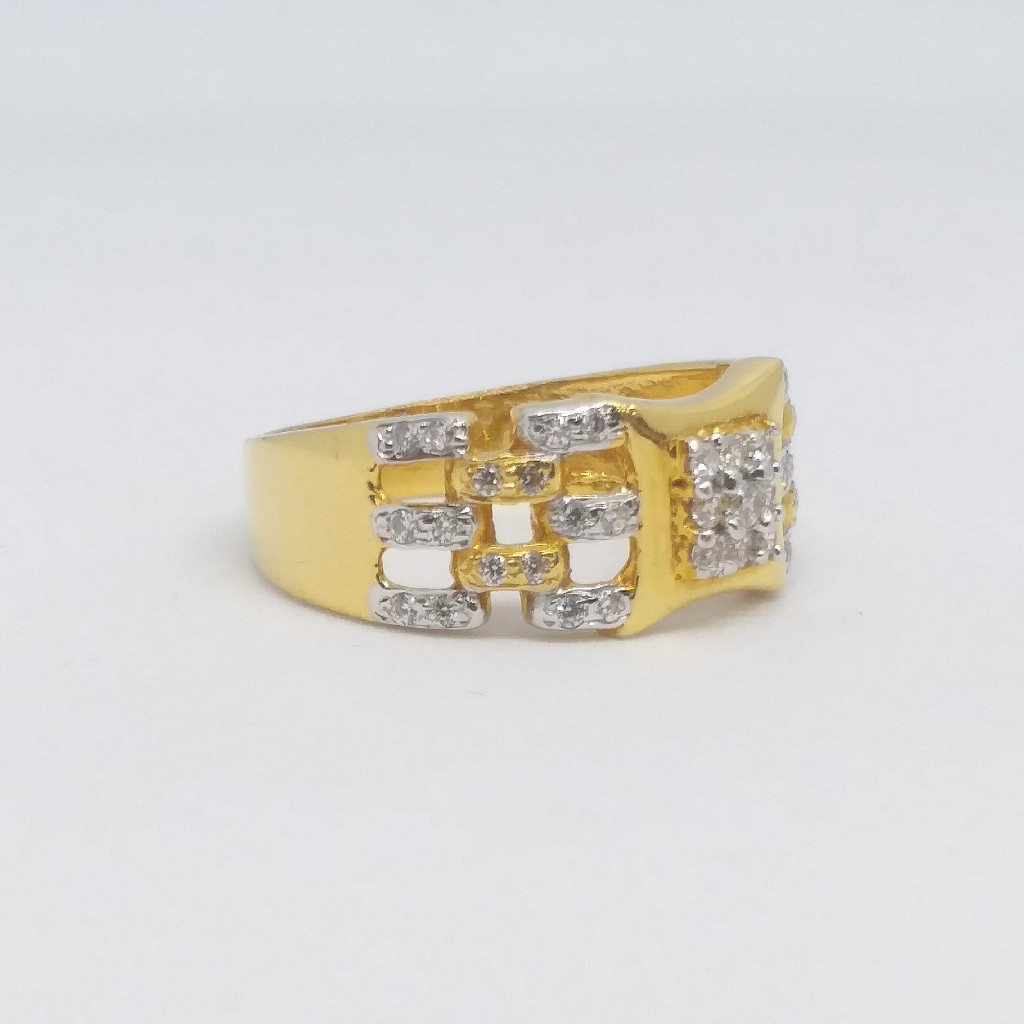 22 kt 916 gold gents rhodium diamond ring - Image 2