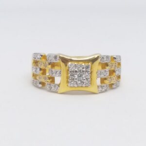 22 kt 916 gold gents rhodium diamond ring