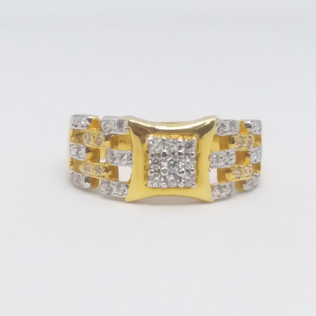 22 kt 916 gold gents rhodium diamond ring