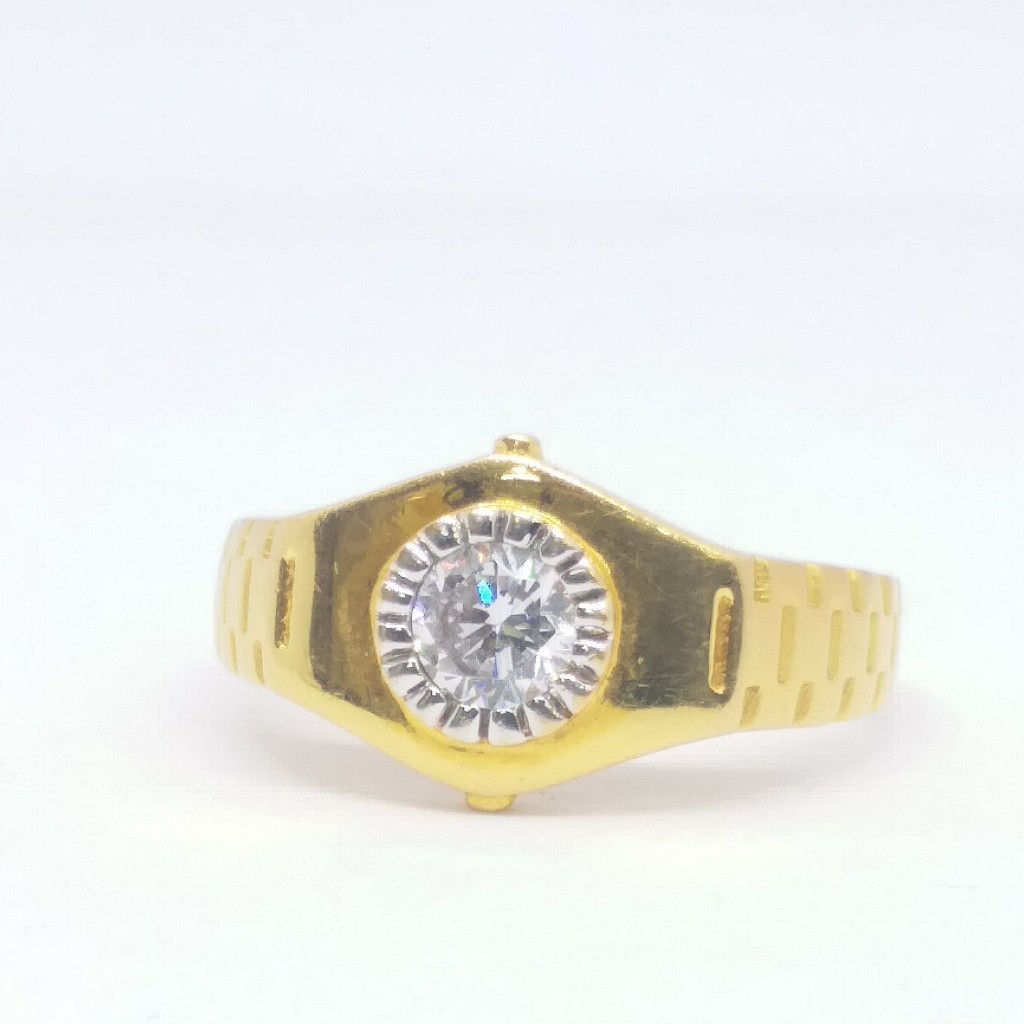 22 kt 916 single stone gents ring - Image 2