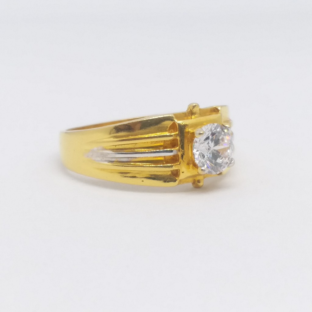 22 kt 916 single stone gents ring - Image 2