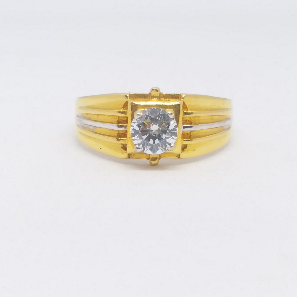 22 kt 916 single stone gents ring
