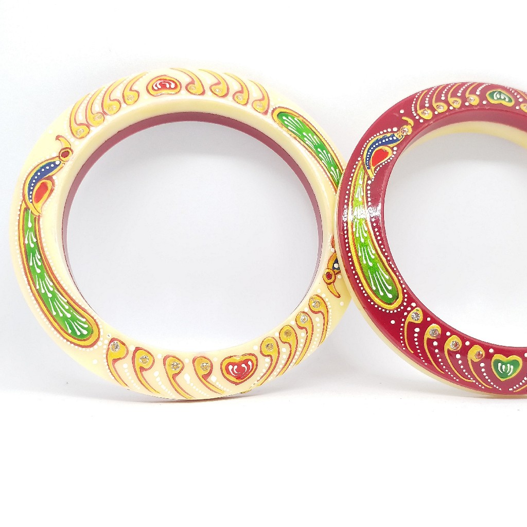 22 kt 916 cream-red painted ras-chudi women - Image 4