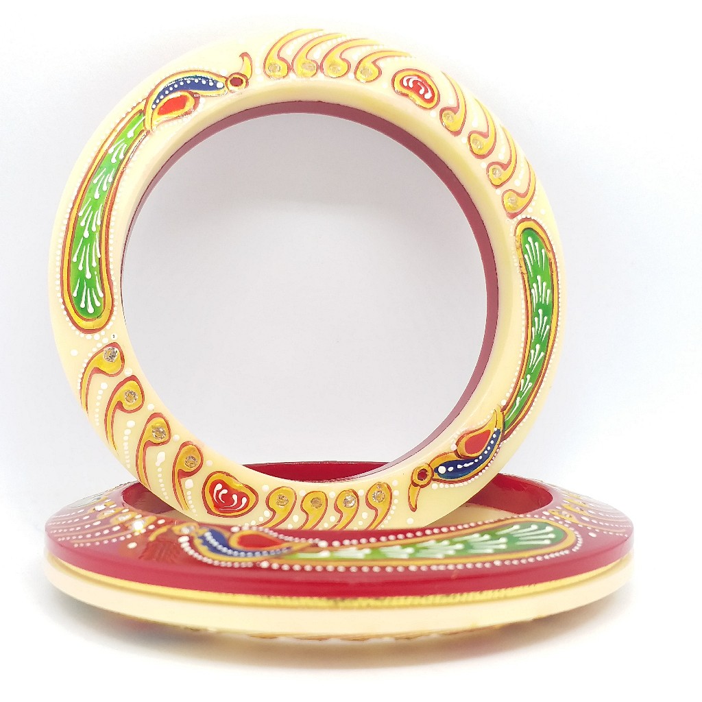 22 kt 916 cream-red painted ras-chudi women - Image 3