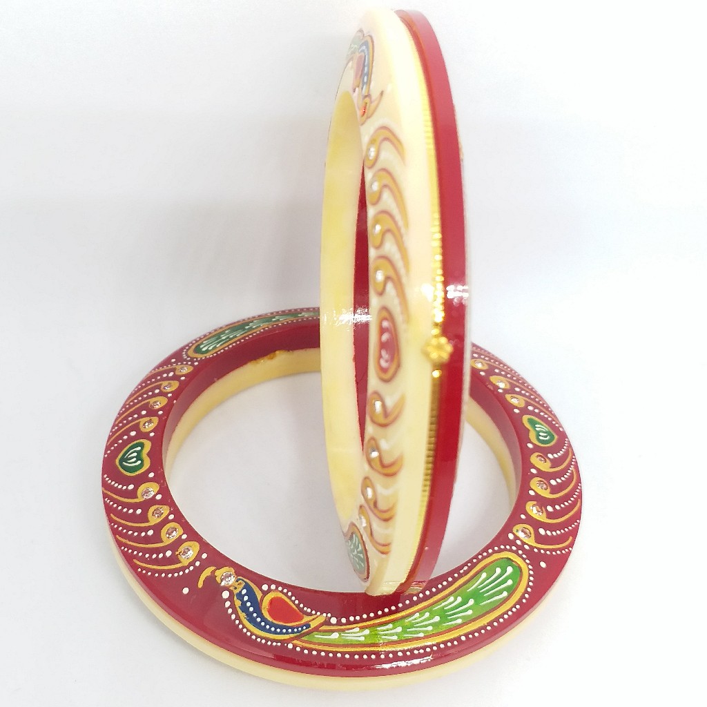 22 kt 916 cream-red painted ras-chudi women - Image 2