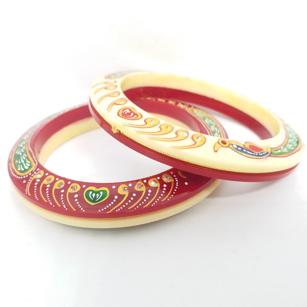 22 kt 916 cream-red painted ras-chudi women
