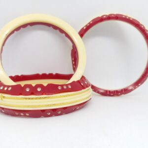 22 kt 916 red-offwhite 4 pcs ras-chudi women