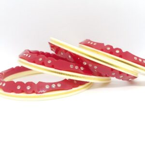 22 kt 916 red-offwhite 4 pcs ras-chudi women