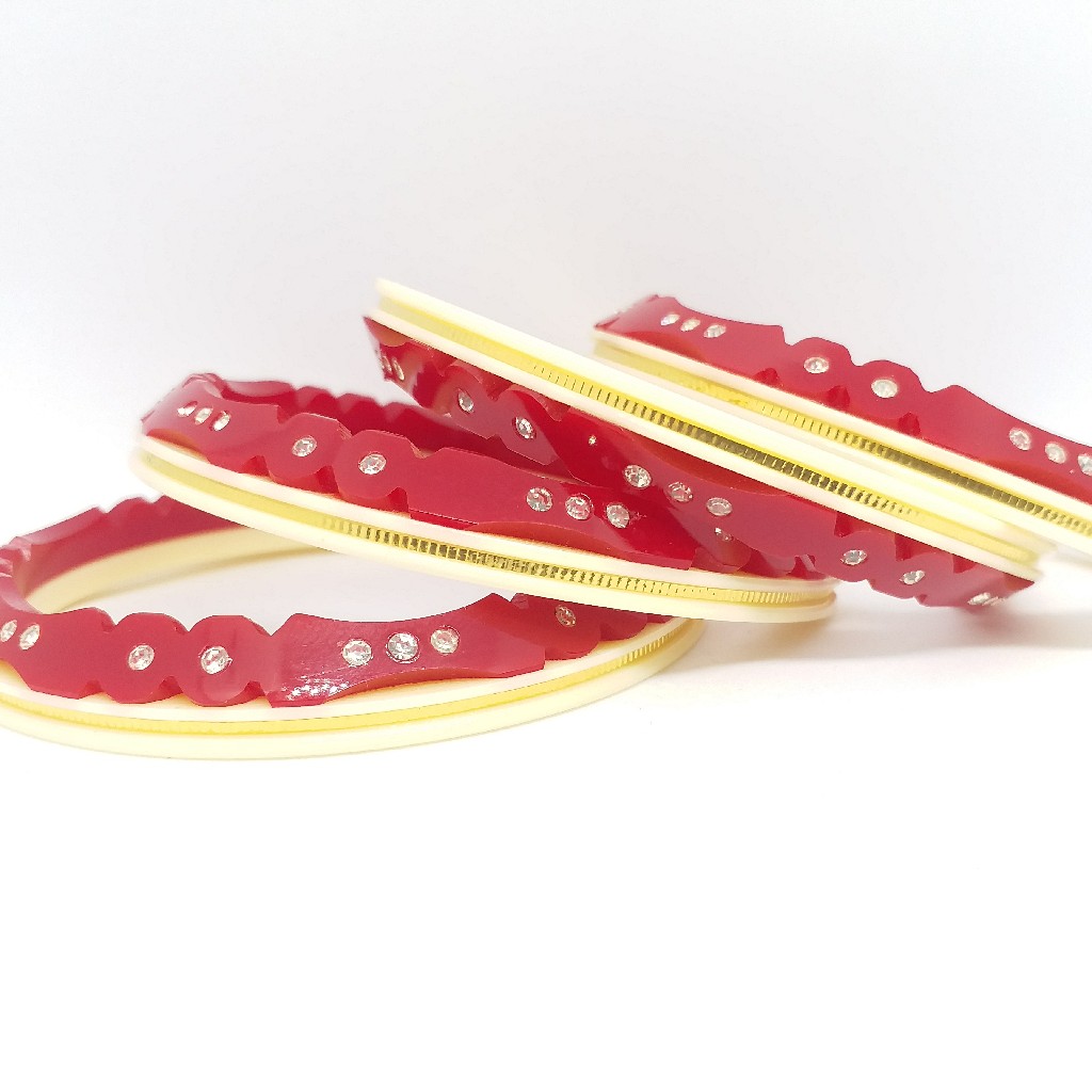 22 kt 916 red-offwhite 4 pcs ras-chudi women - Image 2