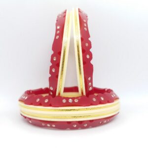 22 kt 916 red-offwhite 4 pcs ras-chudi women