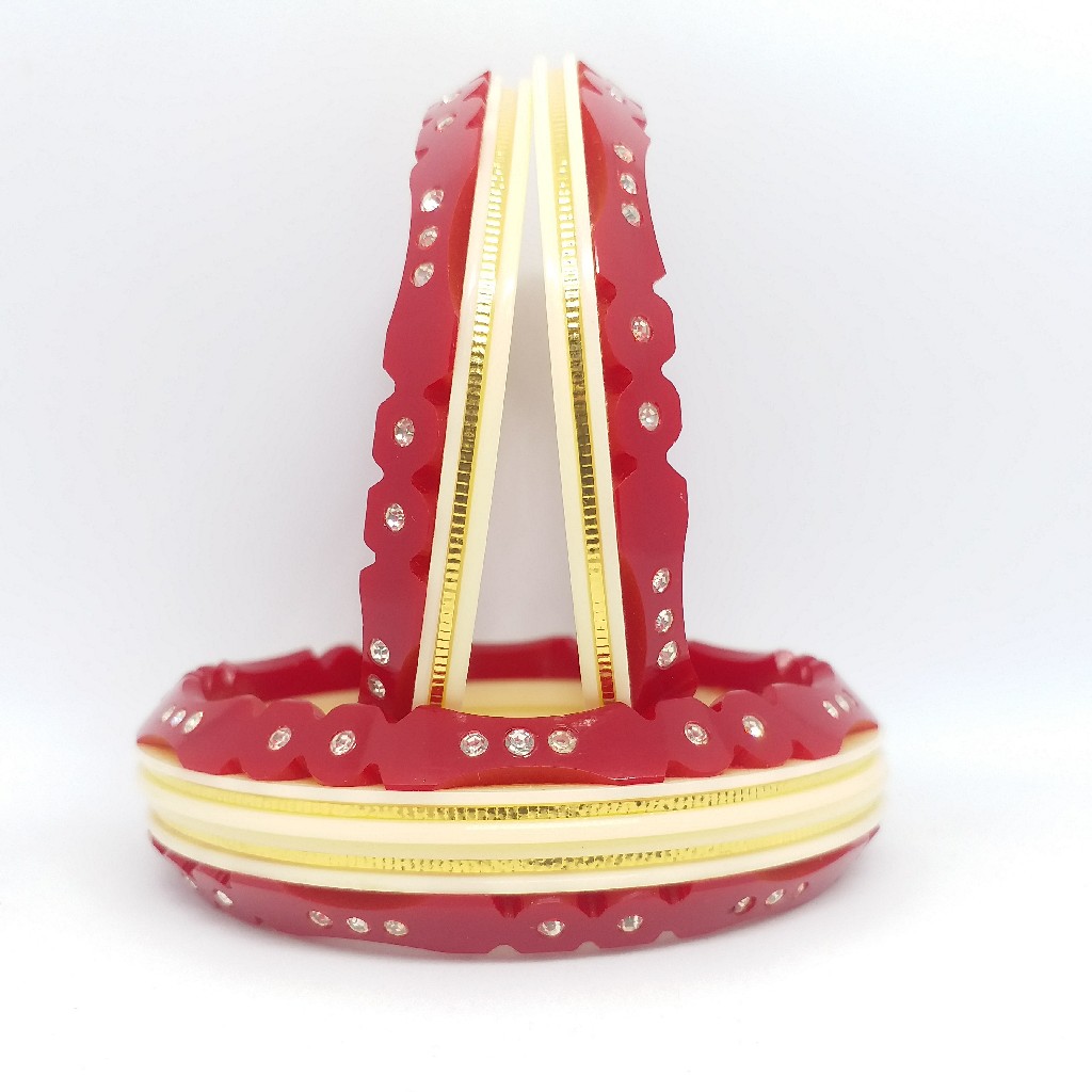 22 kt 916 red-offwhite 4 pcs ras-chudi women