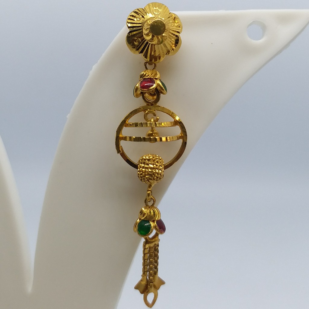 22 kt 916 gold plain hanging earrings - Image 3