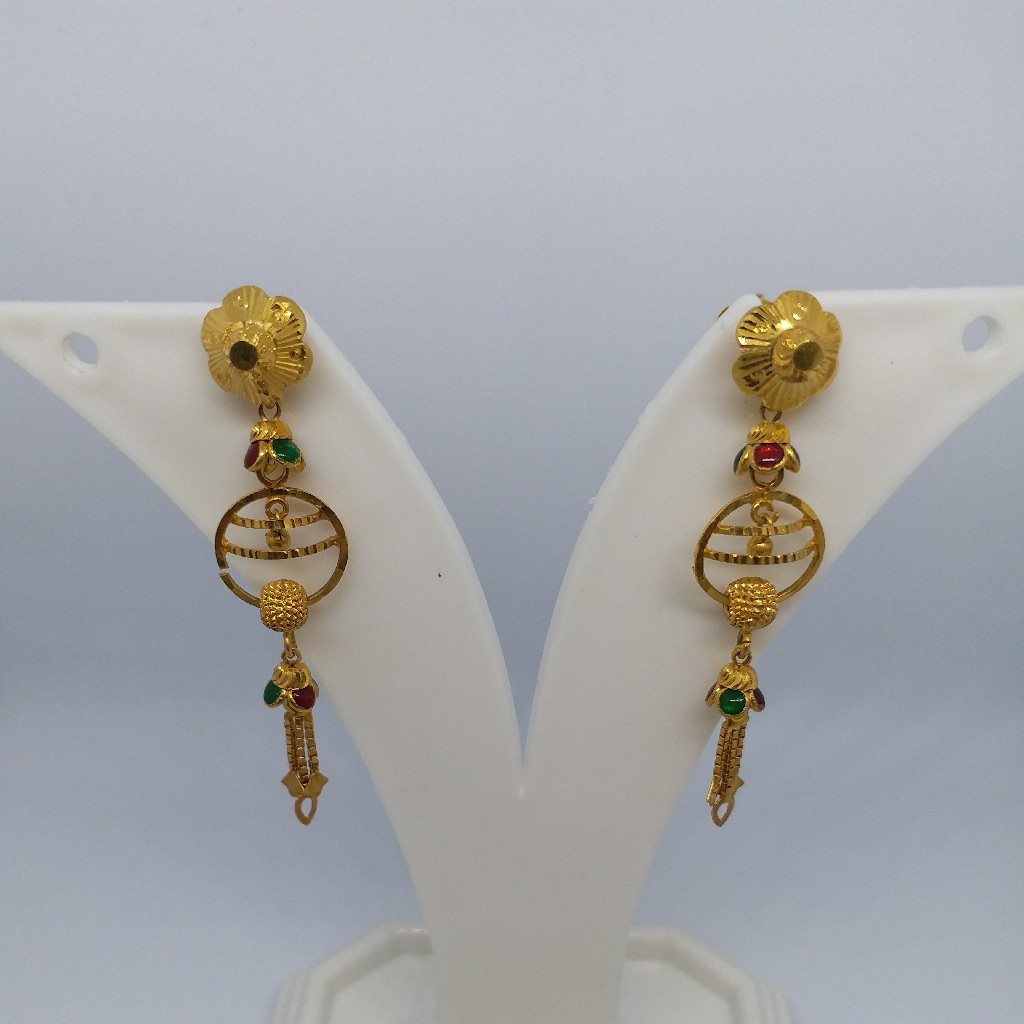 22 kt 916 gold plain hanging earrings - Image 2