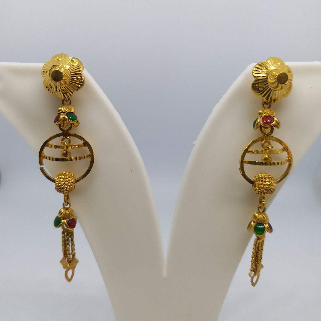 22 kt 916 gold plain hanging earrings