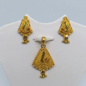 22 kt 916 gold plain pendant set