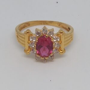 22kt 916 gold pink stone ring